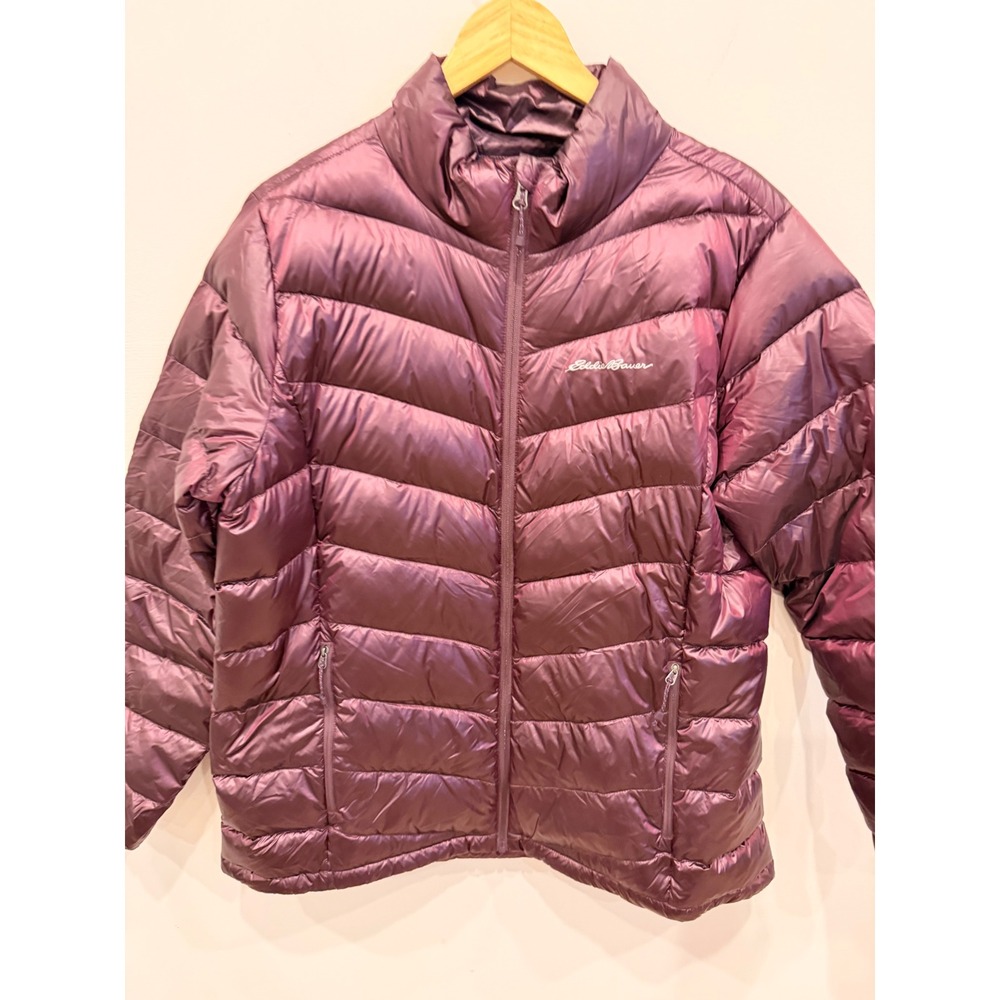 Eddie Bauer Womens EB650 Packable Down Jacket Purple XL Full‎ Zip Insulated Warm